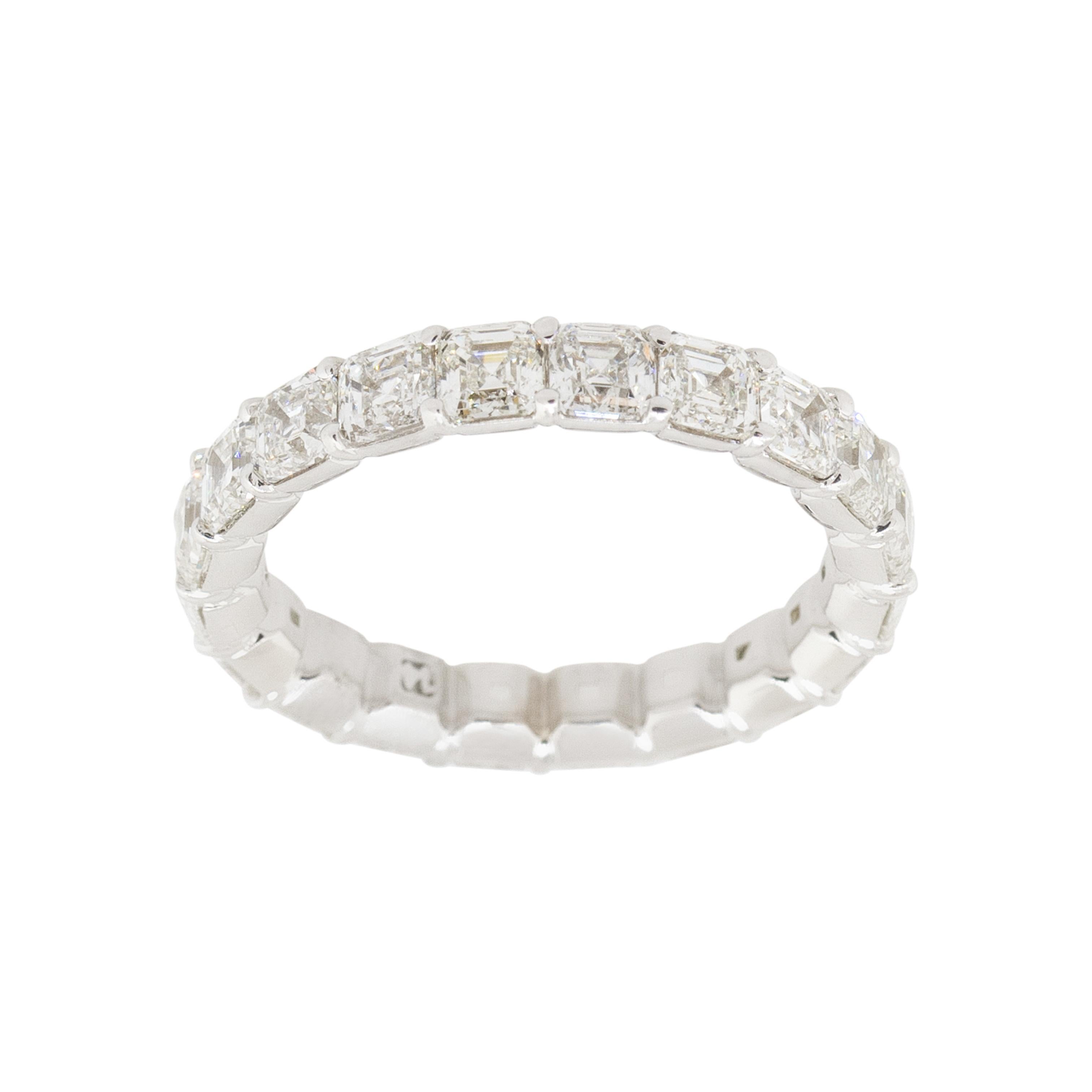Memoryring mit 3,95 Karat Asscher-Schliff, 14 Karat, auf Lager im Angebot 1