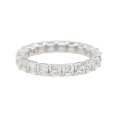 3.95 Carat Asscher Cut Diamond Eternity Band 14 Karat in Stock