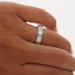 3.95 Carat Emerald Diamond Channel Set Platinum 950 Full Eternity Wedding Band