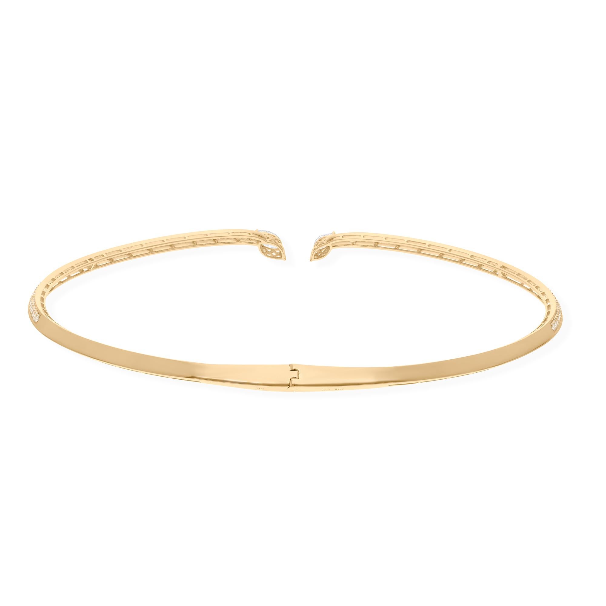 Modern 3.95 Carat Marquise Round Brilliant Cut Diamond Choker Necklace 18k Yellow Gold For Sale
