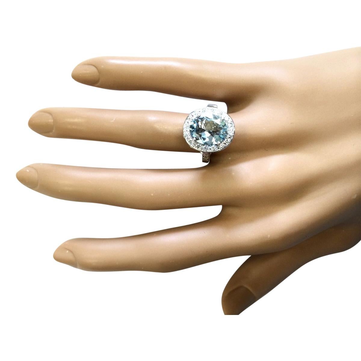 Aquamarine Diamond Ring In 14 Karat White Gold In New Condition For Sale In Manhattan Beach, CA