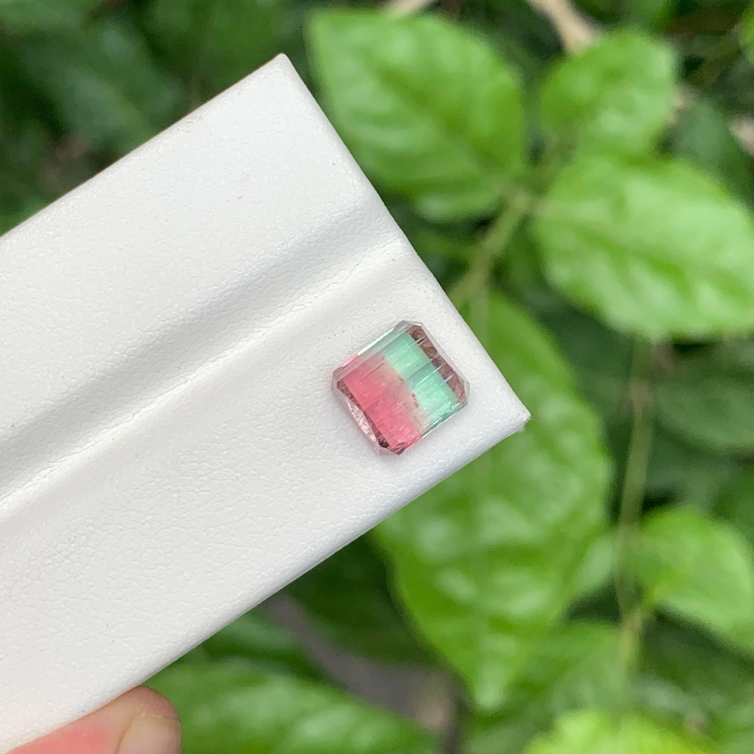 Moderne 3.95 Carat Nature Bi Color Tourmaline Stone Emerald Cut Afghan Gemstone en vente
