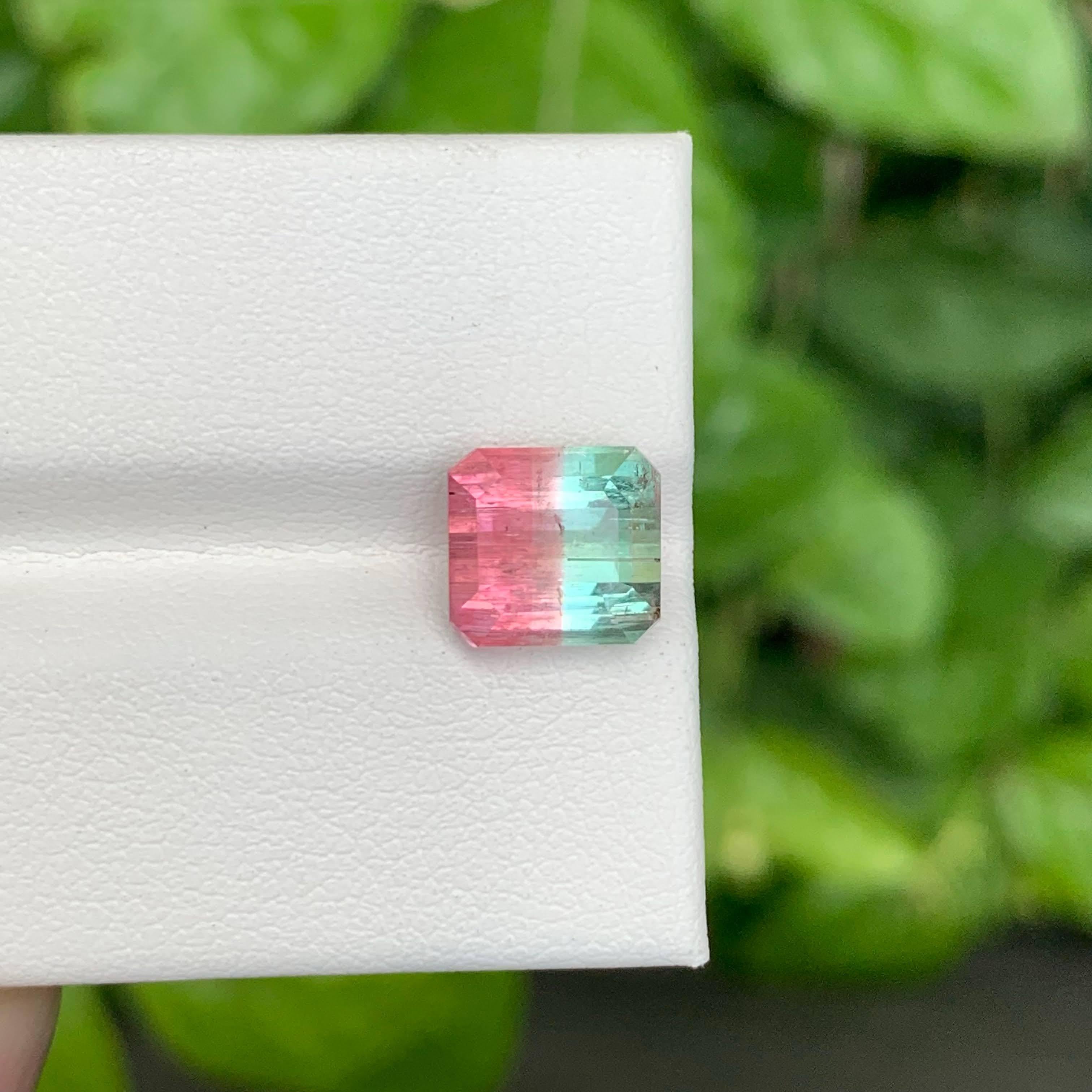 3.95 Carat Nature Bi Color Tourmaline Stone Emerald Cut Afghan Gemstone en vente 2