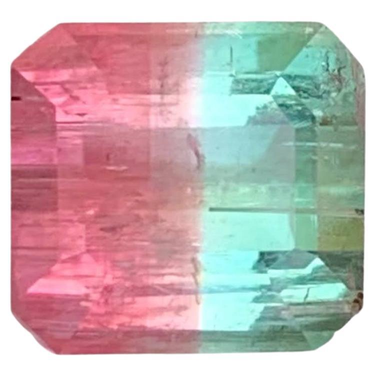 3.95 Carat Nature Bi Color Tourmaline Stone Emerald Cut Afghan Gemstone en vente