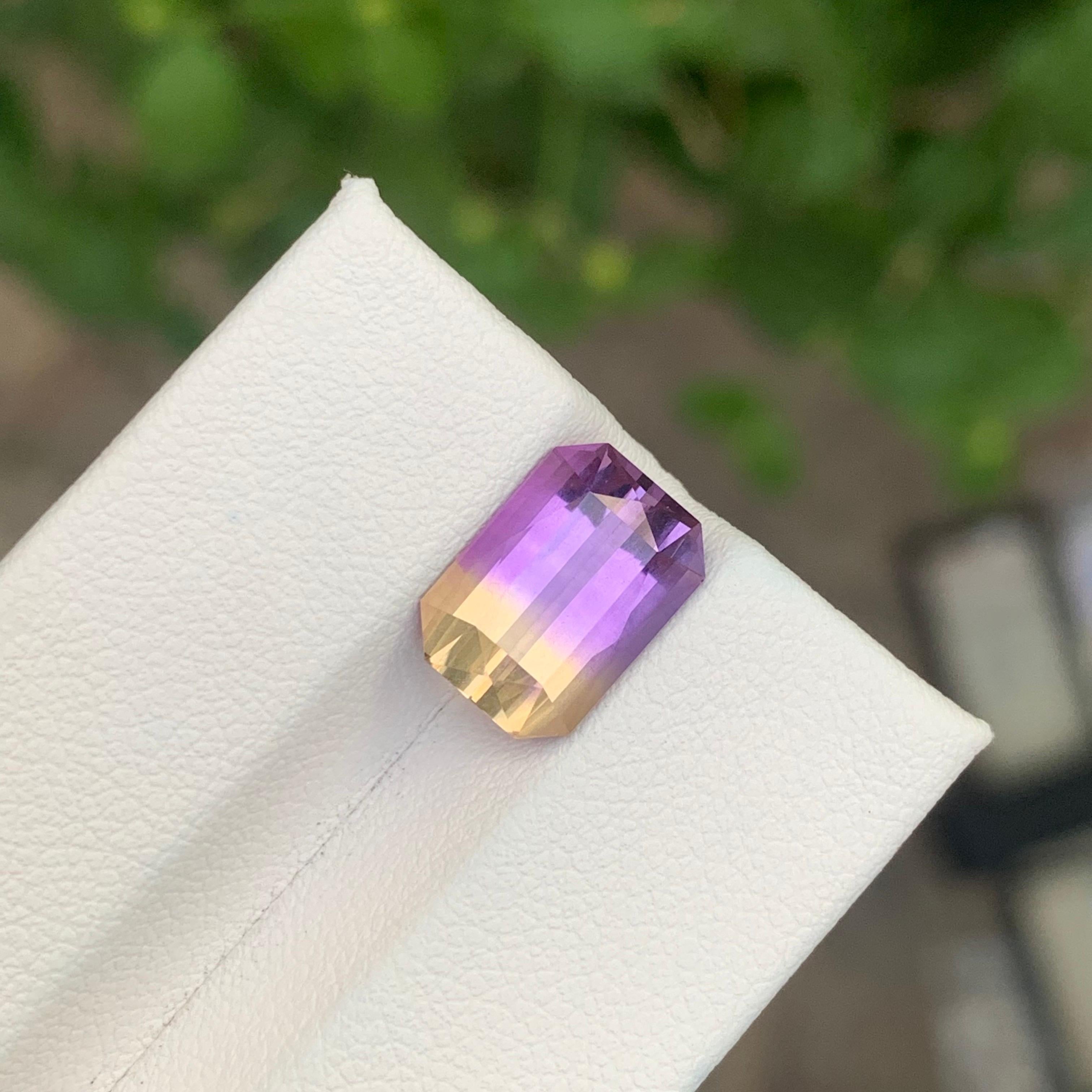 3.95 Carat Natural Loose Ametrine Emerald Shape Gemstone For Sale 4