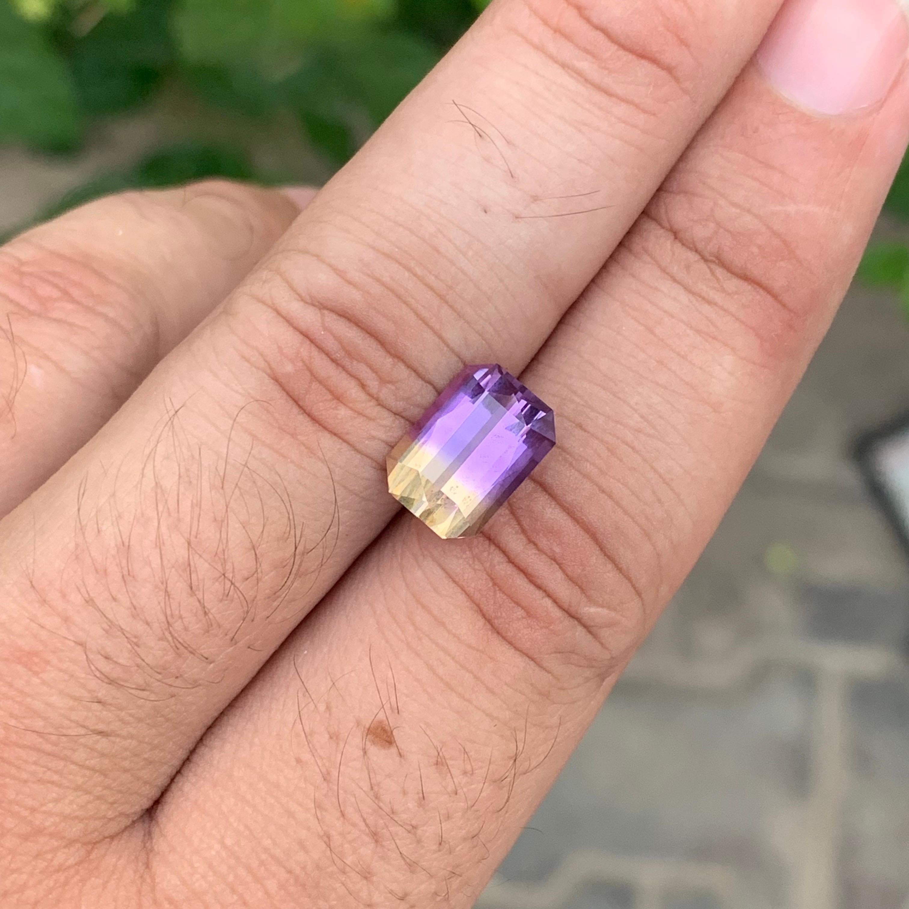 3.95 Carat Natural Loose Ametrine Emerald Shape Gemstone For Sale 5