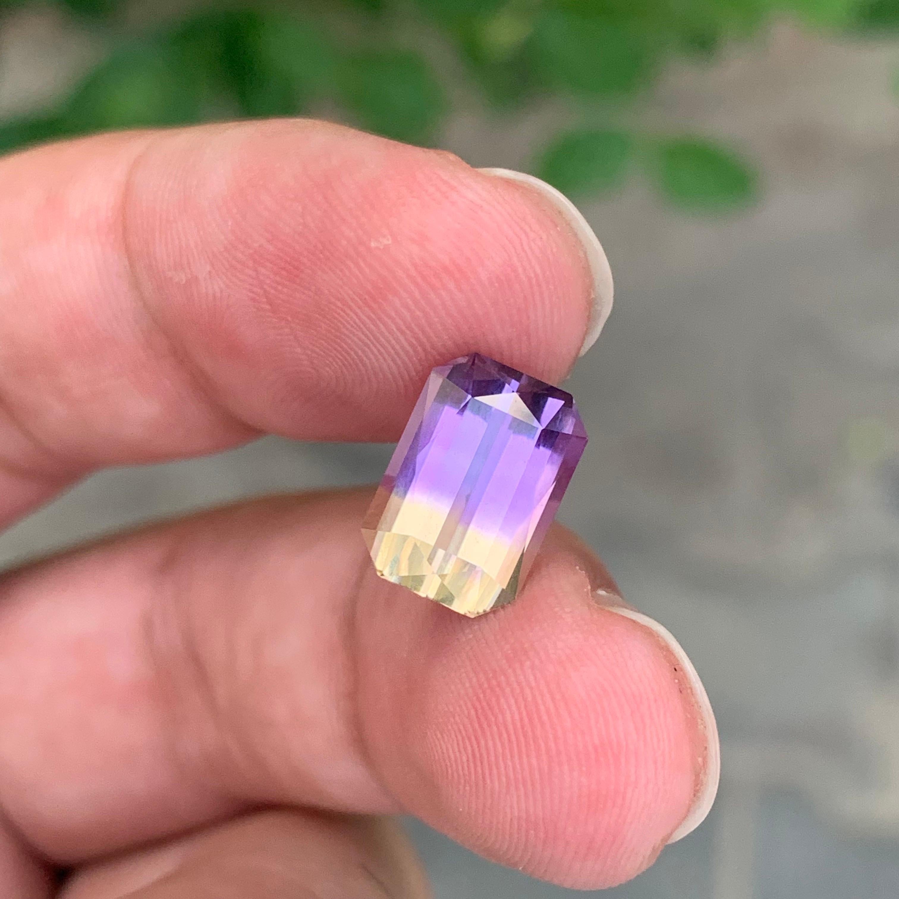 3.95 Carat Natural Loose Ametrine Emerald Shape Gemstone For Sale 6