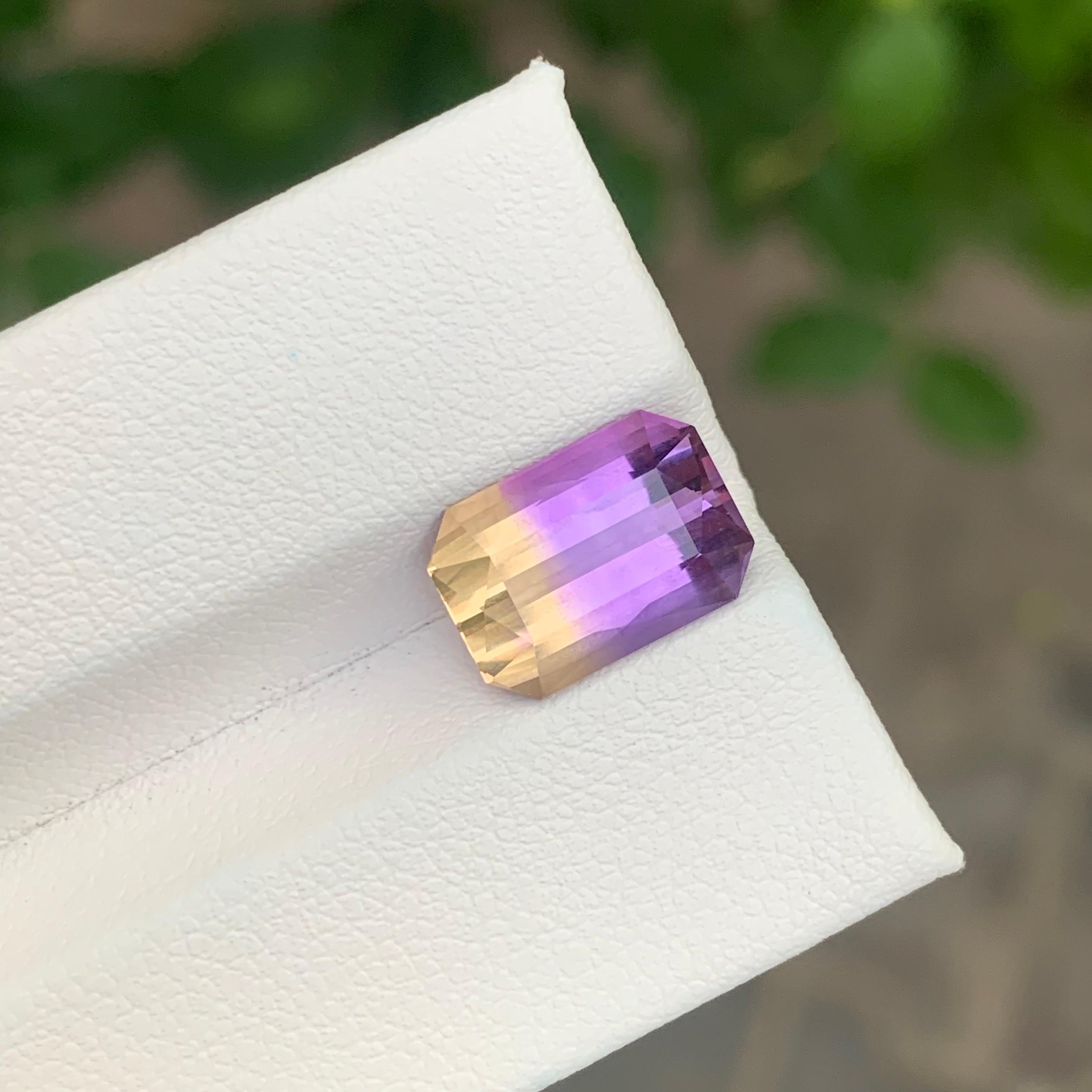 Arts and Crafts 3.95 Carat Natural Loose Ametrine Emerald Shape Gemstone For Sale