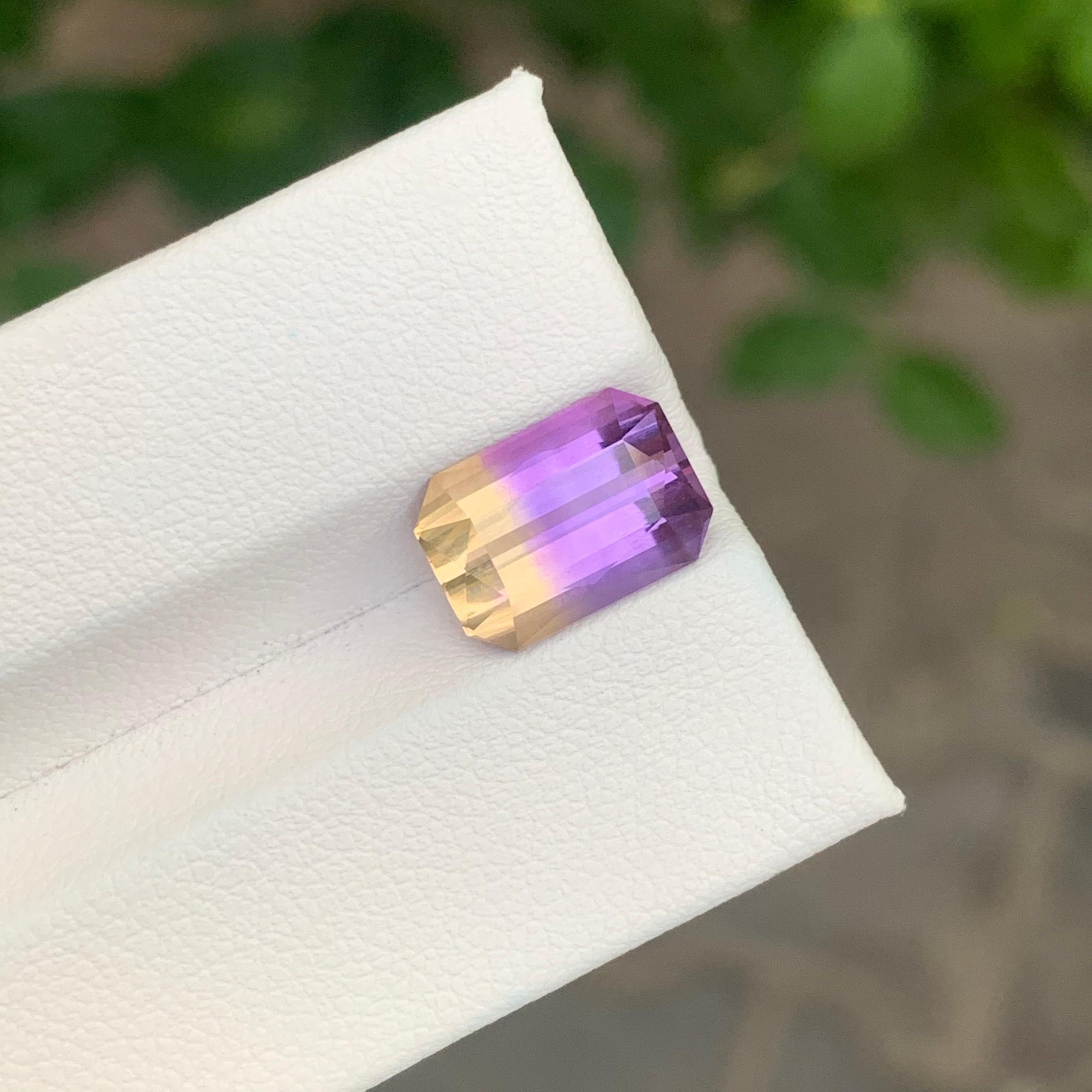 Emerald Cut 3.95 Carat Natural Loose Ametrine Emerald Shape Gemstone For Sale