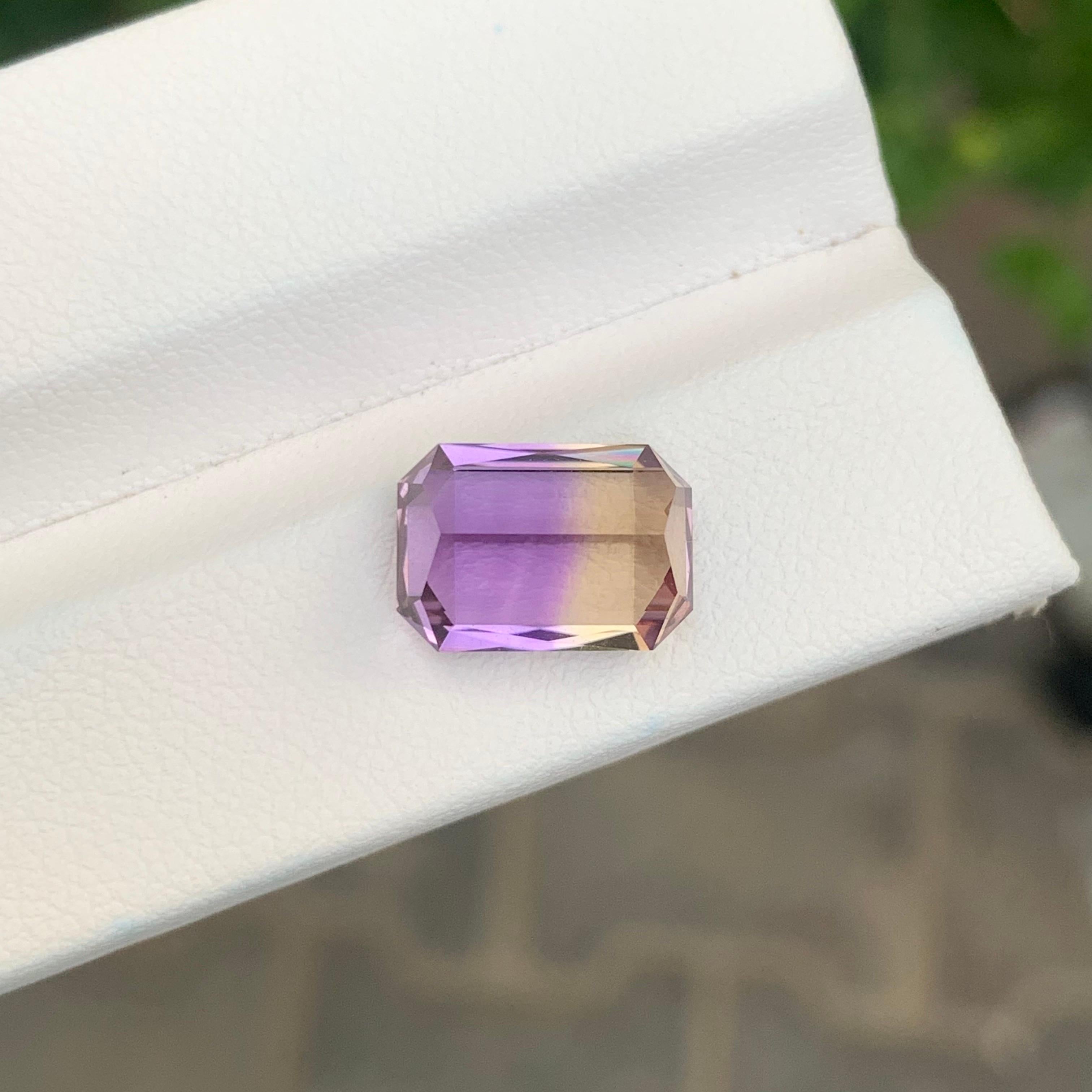 3.95 Carat Natural Loose Ametrine Emerald Shape Gemstone For Sale 1