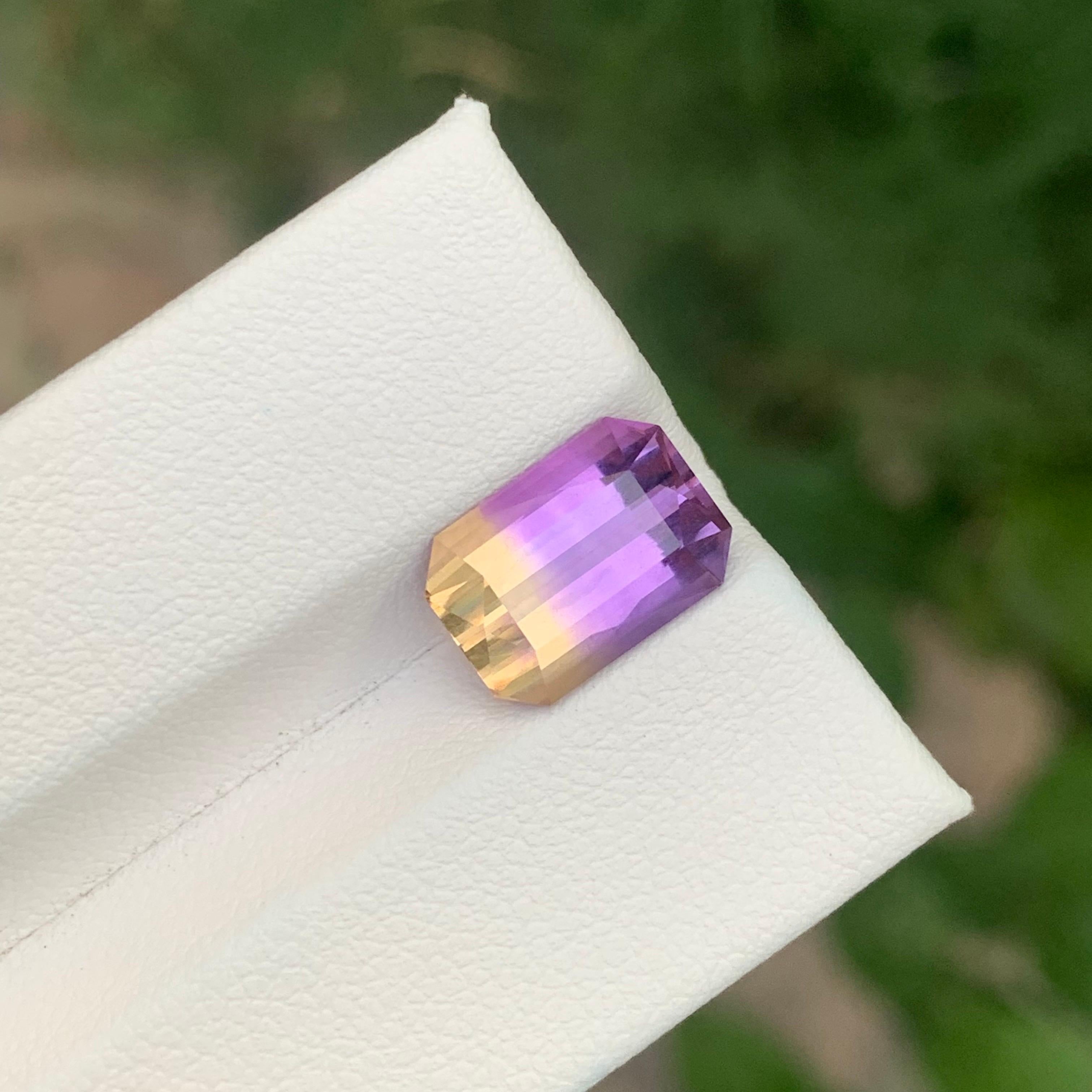 3.95 Carat Natural Loose Ametrine Emerald Shape Gemstone For Sale 2