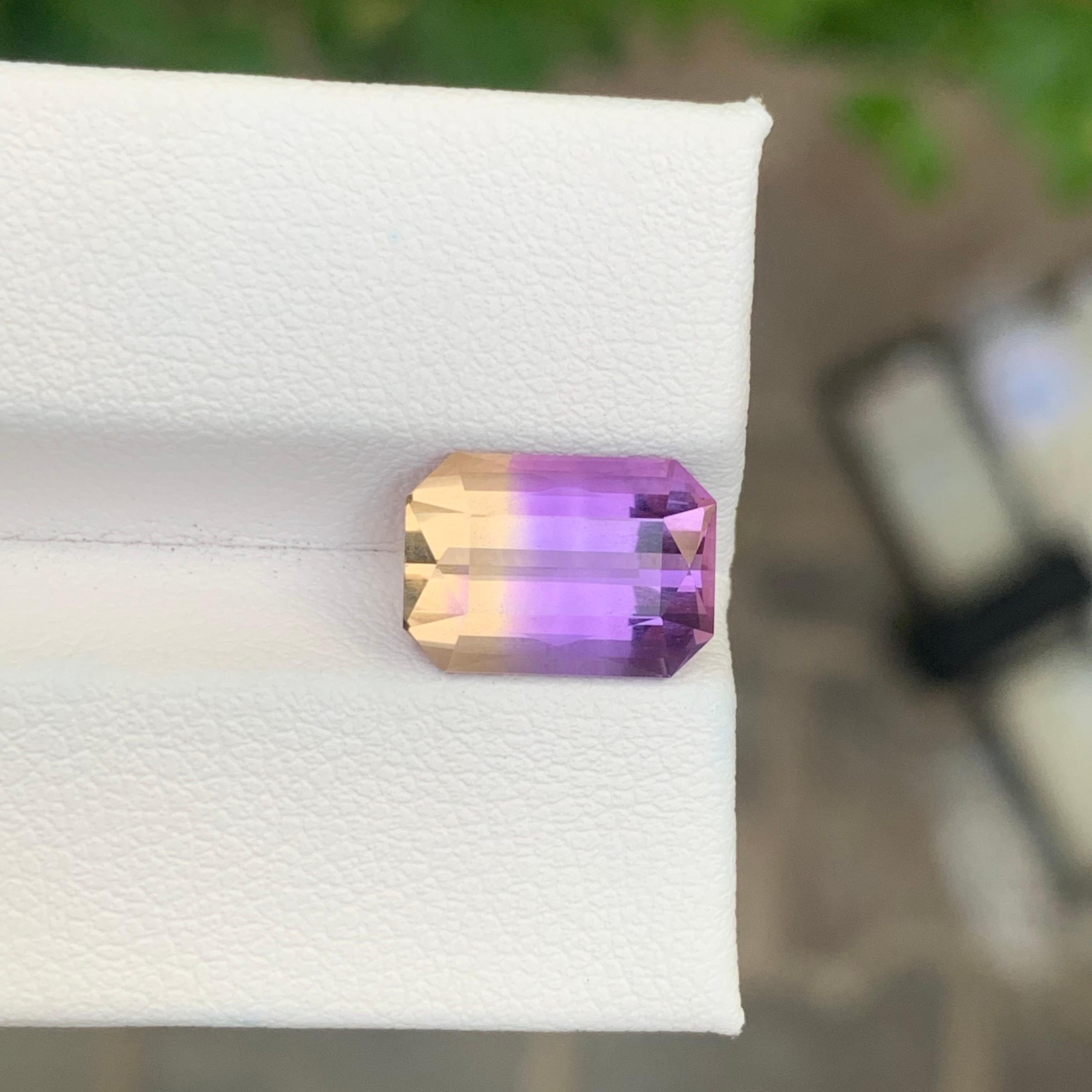 3.95 Carat Natural Loose Ametrine Emerald Shape Gemstone For Sale 3