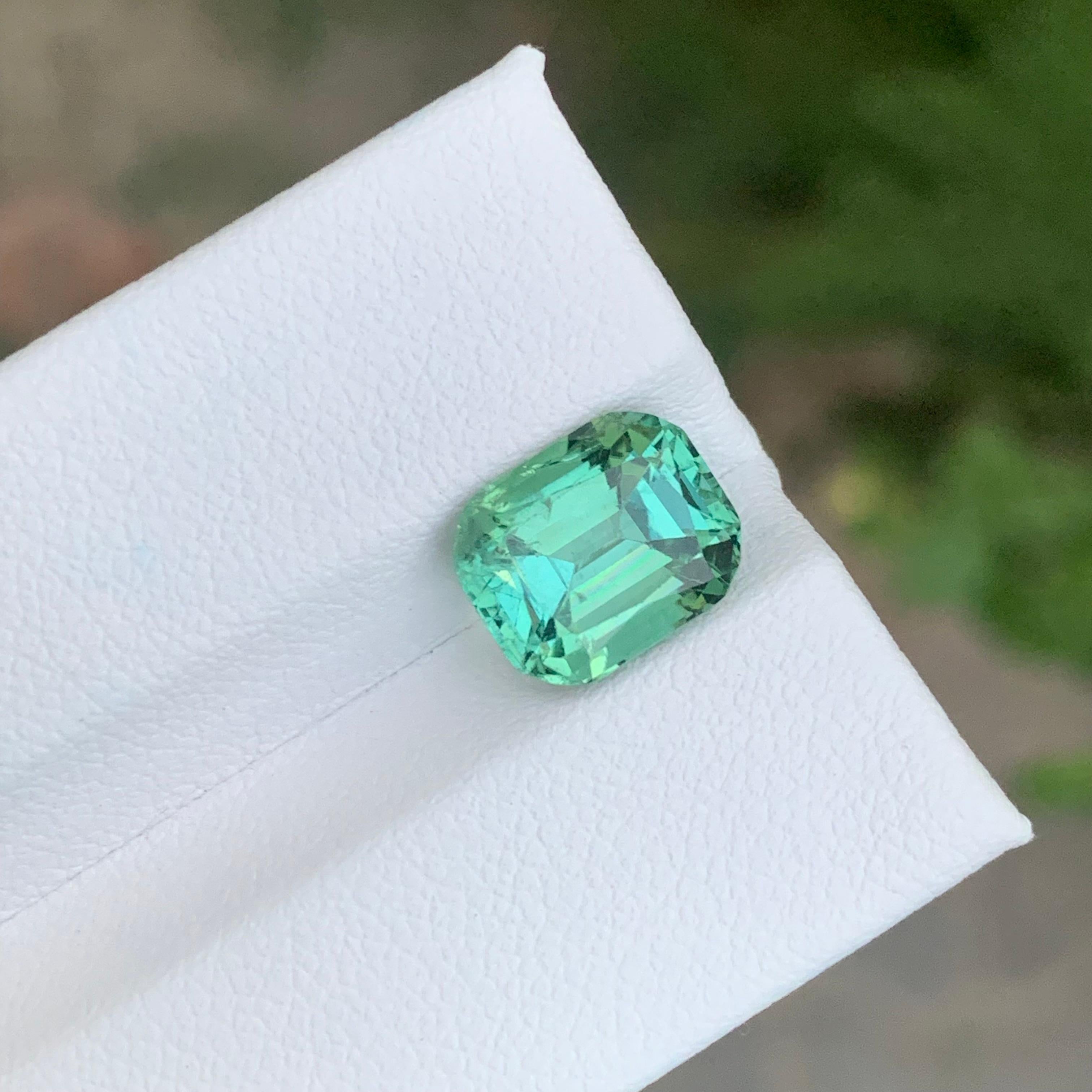 Cushion Cut 3.95 Carat Natural Loose Bright Green Tourmaline Cushion Shape Gemstone For Sale