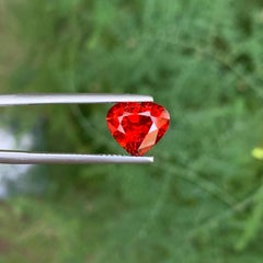 3.95 Carat Natural Loose Bright Red Garnet Stone Heart Cut Tanzanian Gemstone