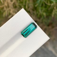 3.95 Carat Natural Loose Lagoon Tourmaline Long Emerald Shape Gem For Ring