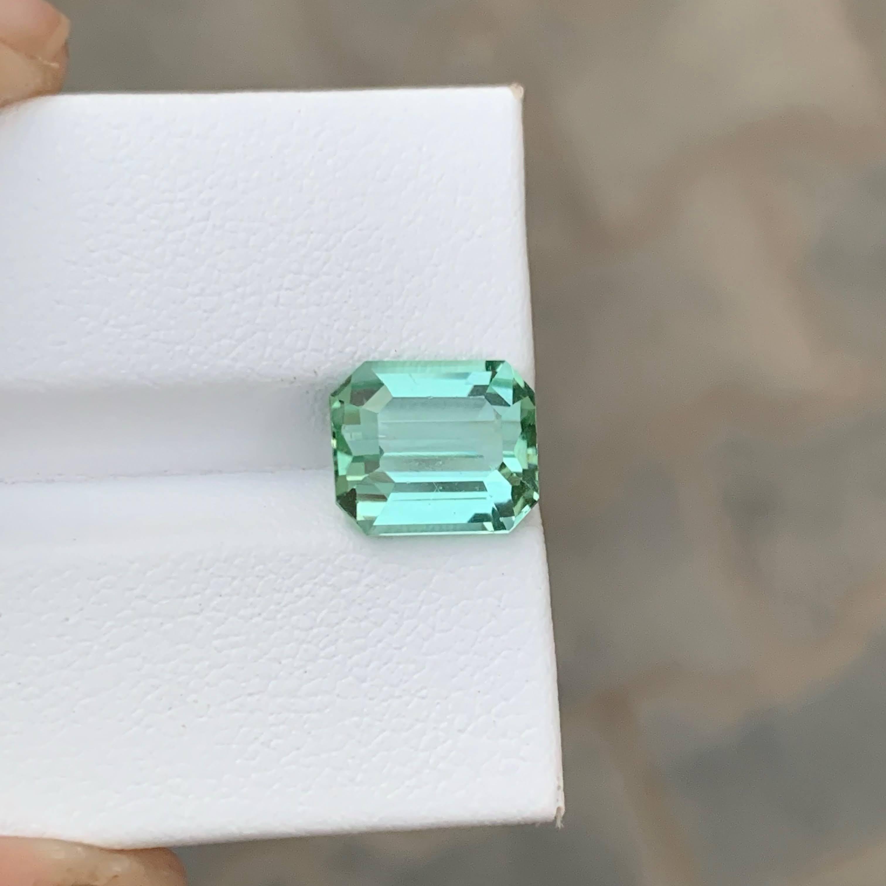 3.95 quilates de turmalina verde clara natural suelta talla esmeralda gema afgana en Nuevo estado para la venta en Bangkok, TH