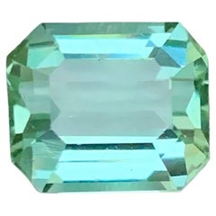 3.95 Carat Natural Loose Light Green Tourmaline Emerald Cut Afghan Gemstone (pierre précieuse afghane)