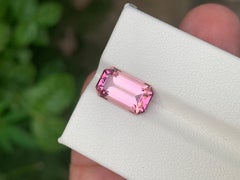 3.95 Carat Natural Loose Pink Tourmaline Emerald Shape Gemstone