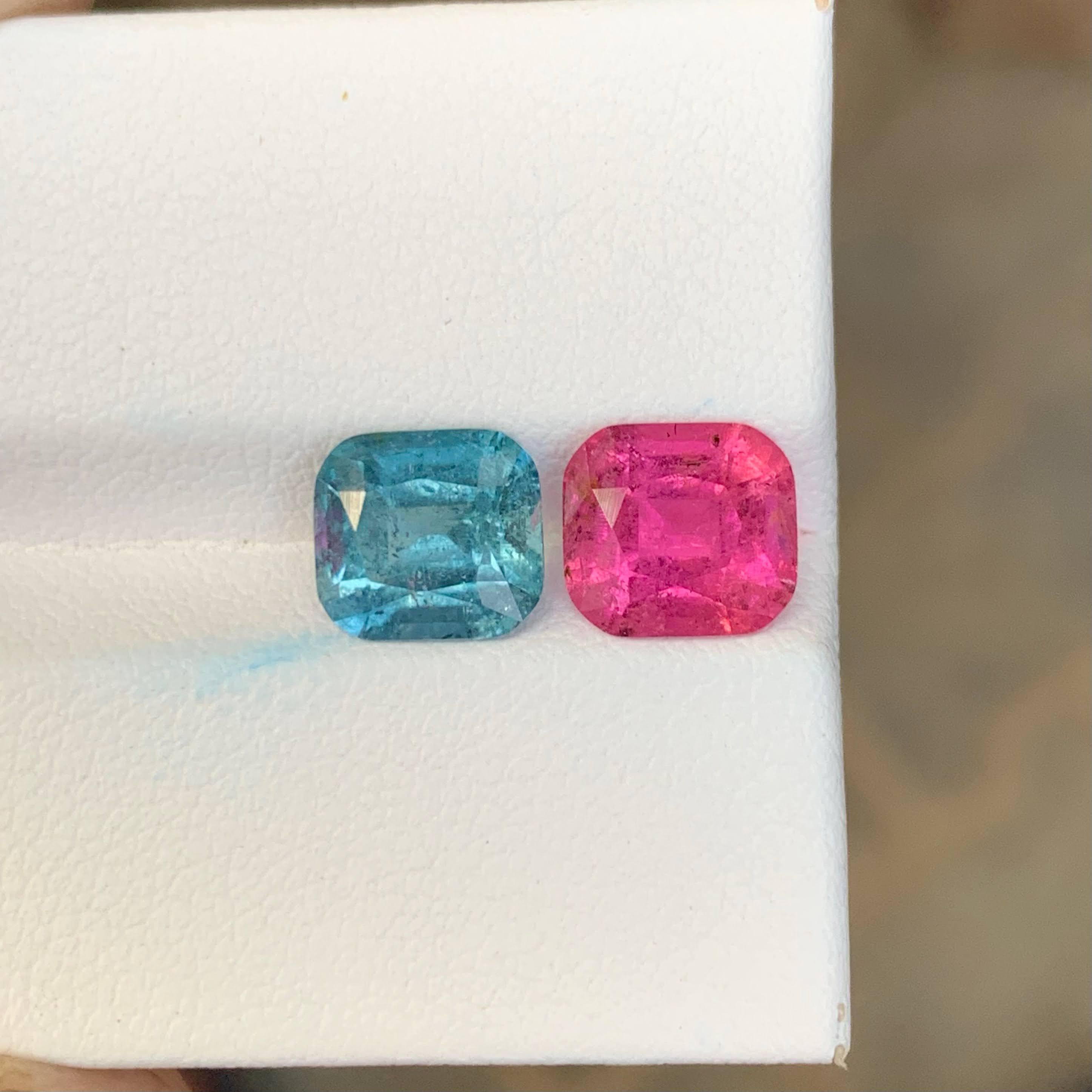 Poids 3,95 carats 
Dimensions 8.0x7.3x5.0mm
Traitement Aucun 
Origine afghane
Clarity SI
Forme Coupe Coussin 





Cette paire de tourmalines inversées naturelles de 3,95 carats en provenance d'Afghanistan présente un duo magnifiquement assorti de