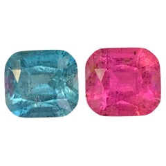 3.95 Carat Natural Loose Reverse Tourmaline Pair Cushion Cut Afghan Gemstone