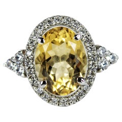 3.95 Carat Oval Cut Natural Citrine Designer Ring