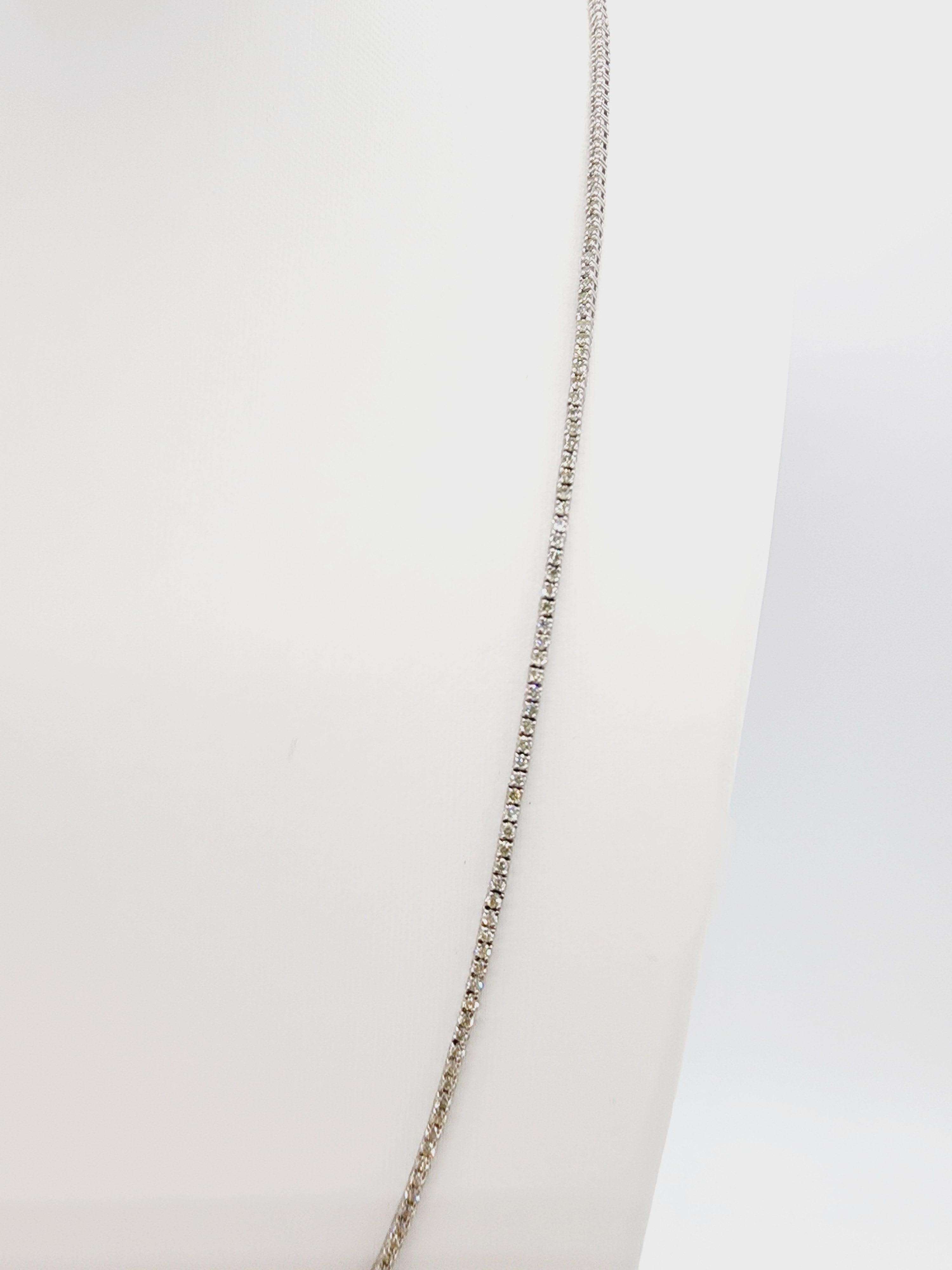 Round Cut 3.95 Carat Round Natural Diamond Tennis Necklace 14 Karat White Gold 20''