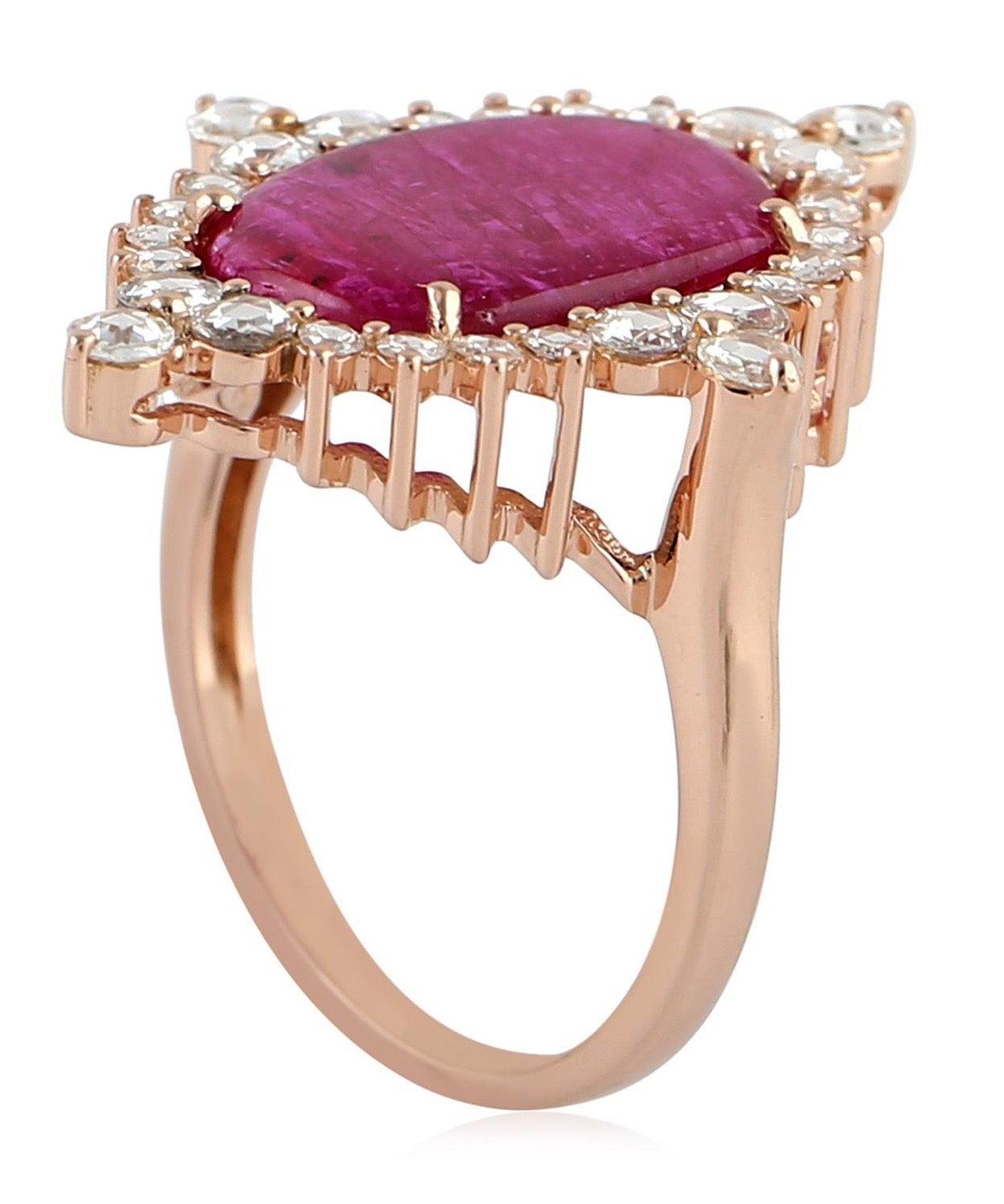 For Sale:  3.95 Carat Ruby Diamond 18 Karat Cocktail Ring 4