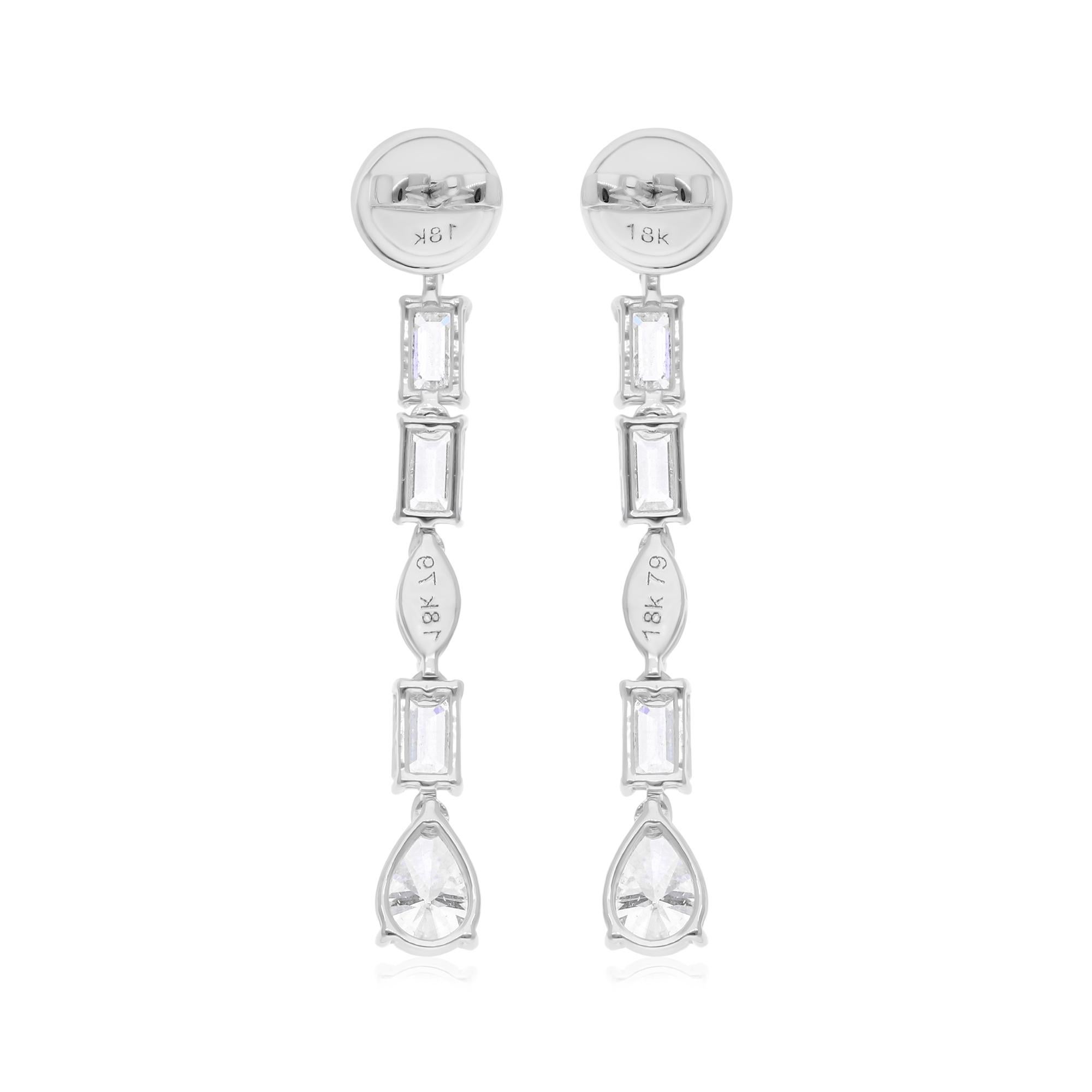 3.95 Carat SI Clarity HI Color Multi Shape Diamond Earrings 18 Karat White Gold In New Condition For Sale In Diera, Dubai