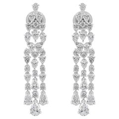 3.95 Carat SI/H Diamond Wedding Chandelier Earrings 14k White Gold Fine Jewelry