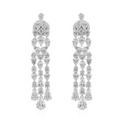 3.95 Carat SI/H Diamond Wedding Chandelier Earrings 18k White Gold Fine Jewelry
