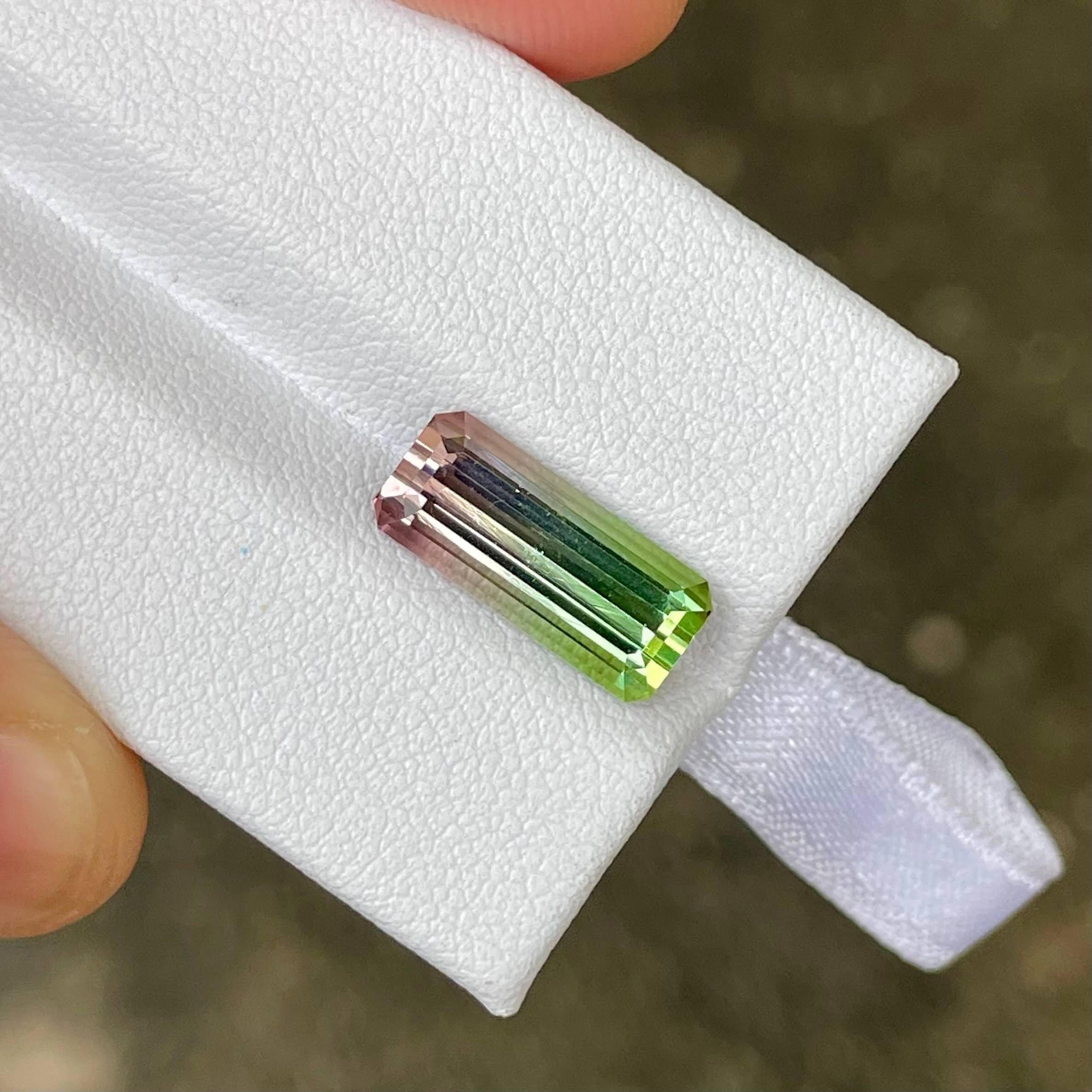 Moderne Pierre tourmaline afghane bicolore taille émeraude de 3,95 carats en vente