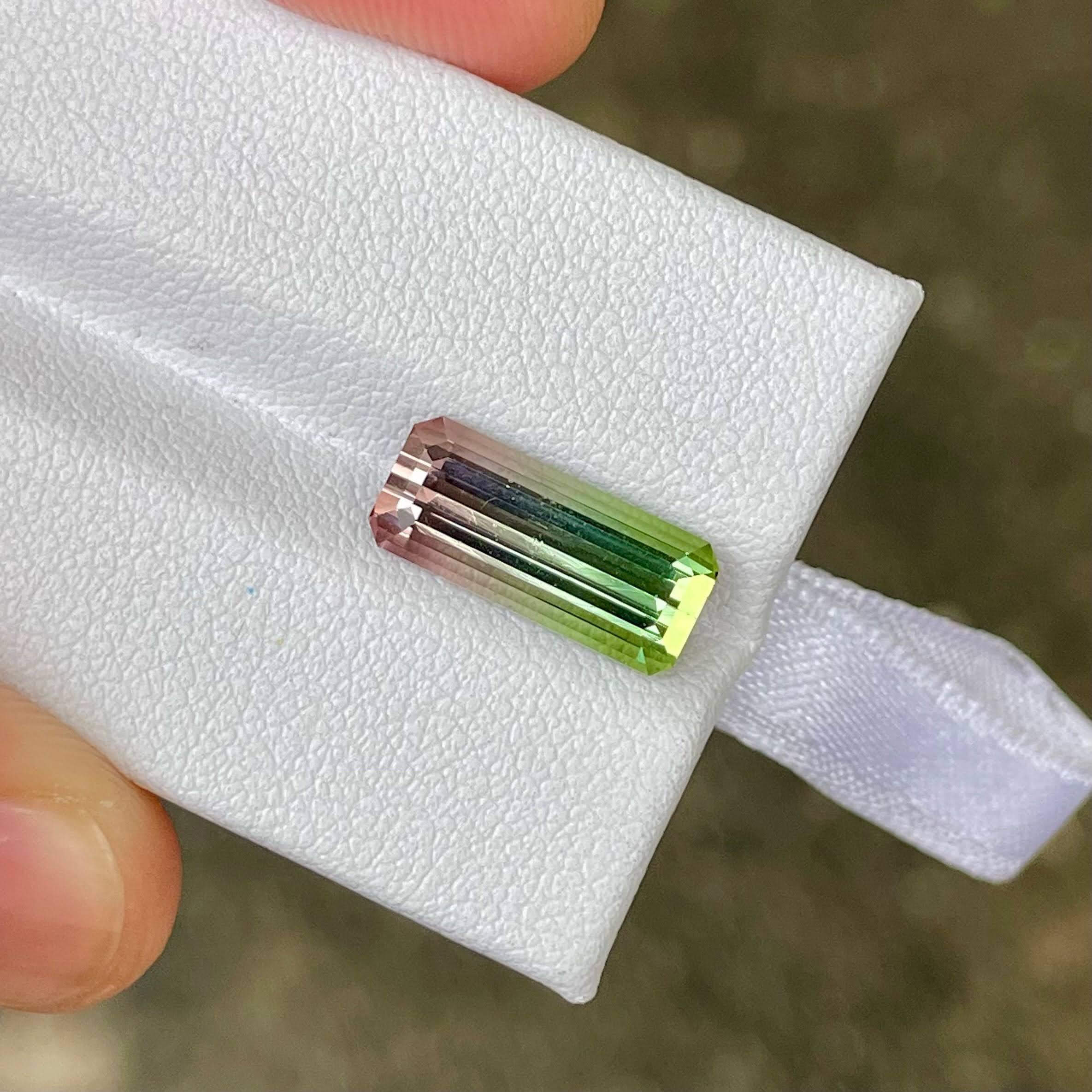 Pierre tourmaline afghane bicolore taille émeraude de 3,95 carats Neuf - En vente à Bangkok, TH