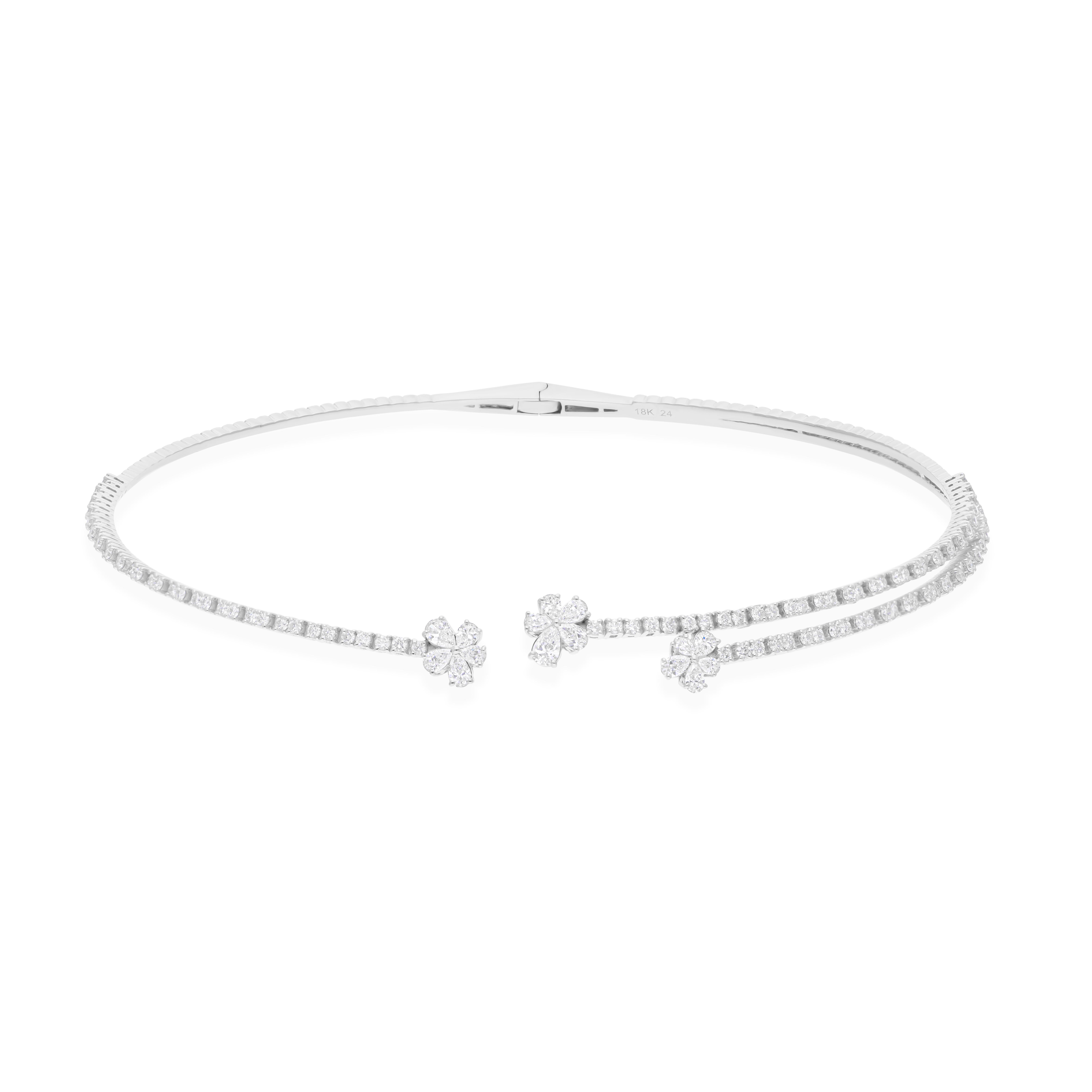 Collar Gargantilla Floral Diamante Natural 3.95 Quilates Oro Blanco 18 Kilates en venta 1