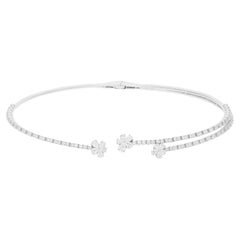 Collar Gargantilla Floral Diamante Natural 3.95 Quilates Oro Blanco 18 Kilates