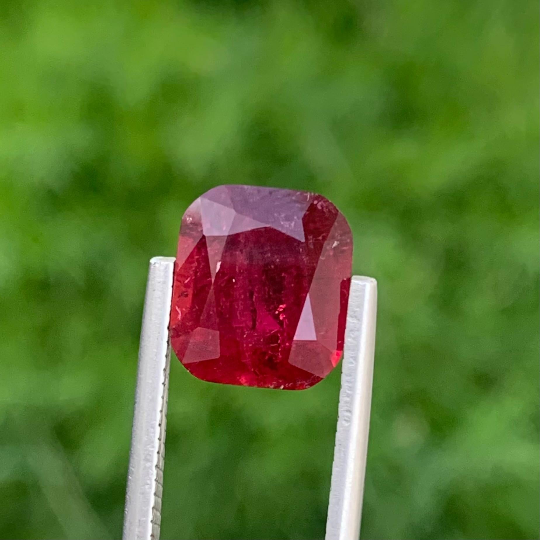 Cushion Cut 3.95 Carats Natural Loose Rubellite Tourmaline Gemstone  For Sale