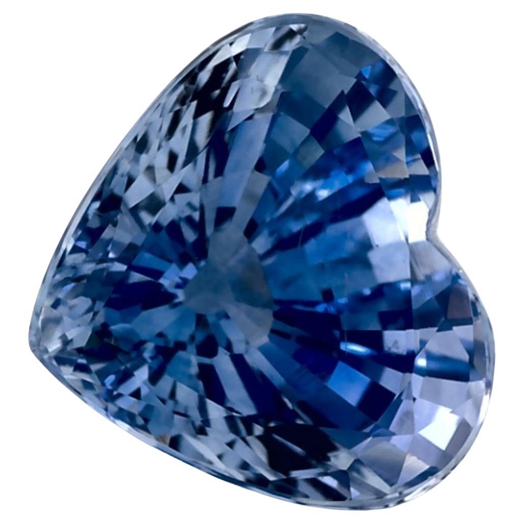 3.95 Ct Blue Sapphire Heart Loose Gemstone For Sale