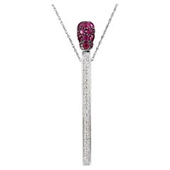 $3950 / John C Rinker Designer Ruby & Diamond Matchstick 3D Necklace / 14K Gold