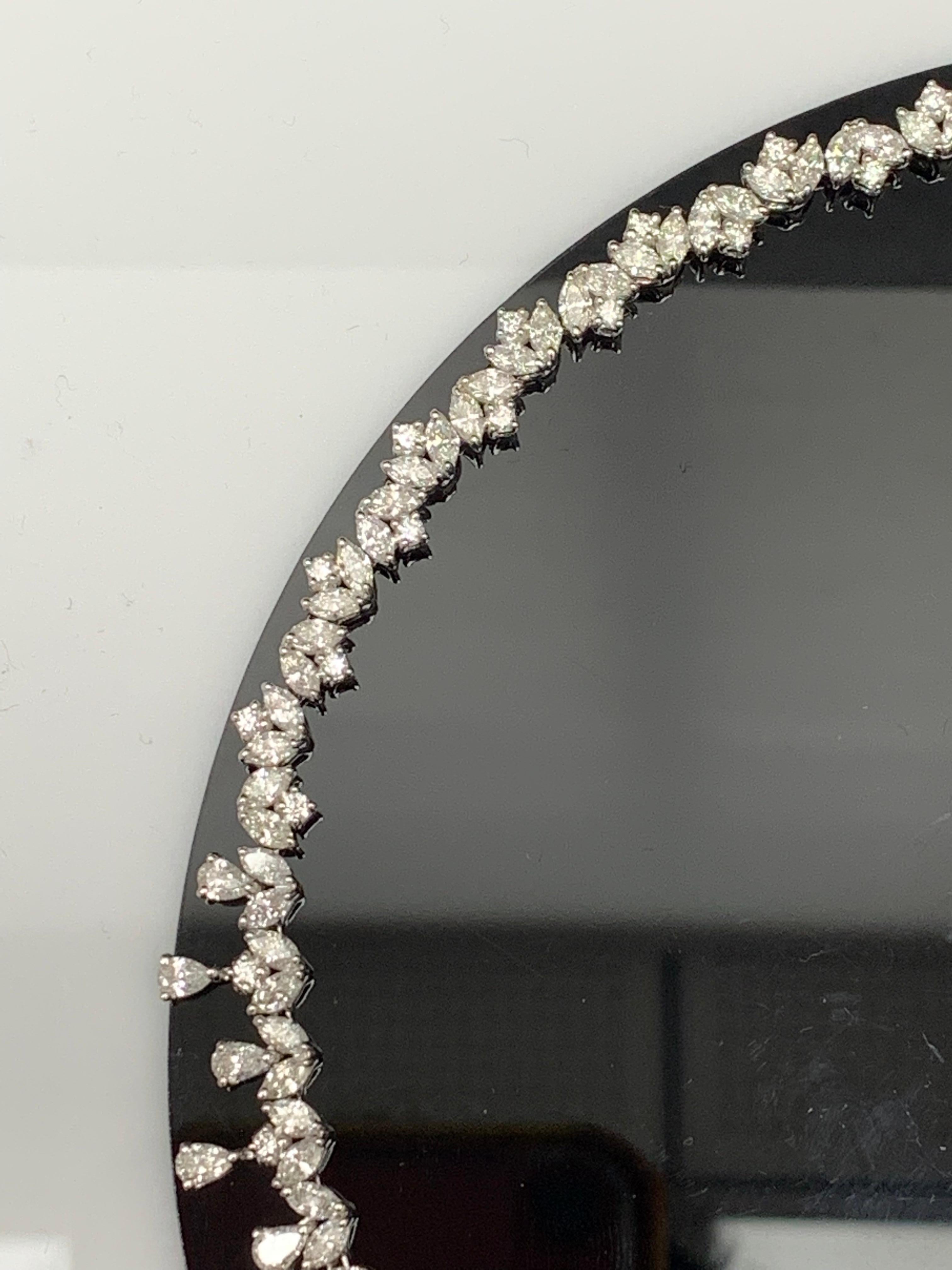 43.23 Carat Graduating Diamond Fringe Necklace in 18K White Gold For Sale 4