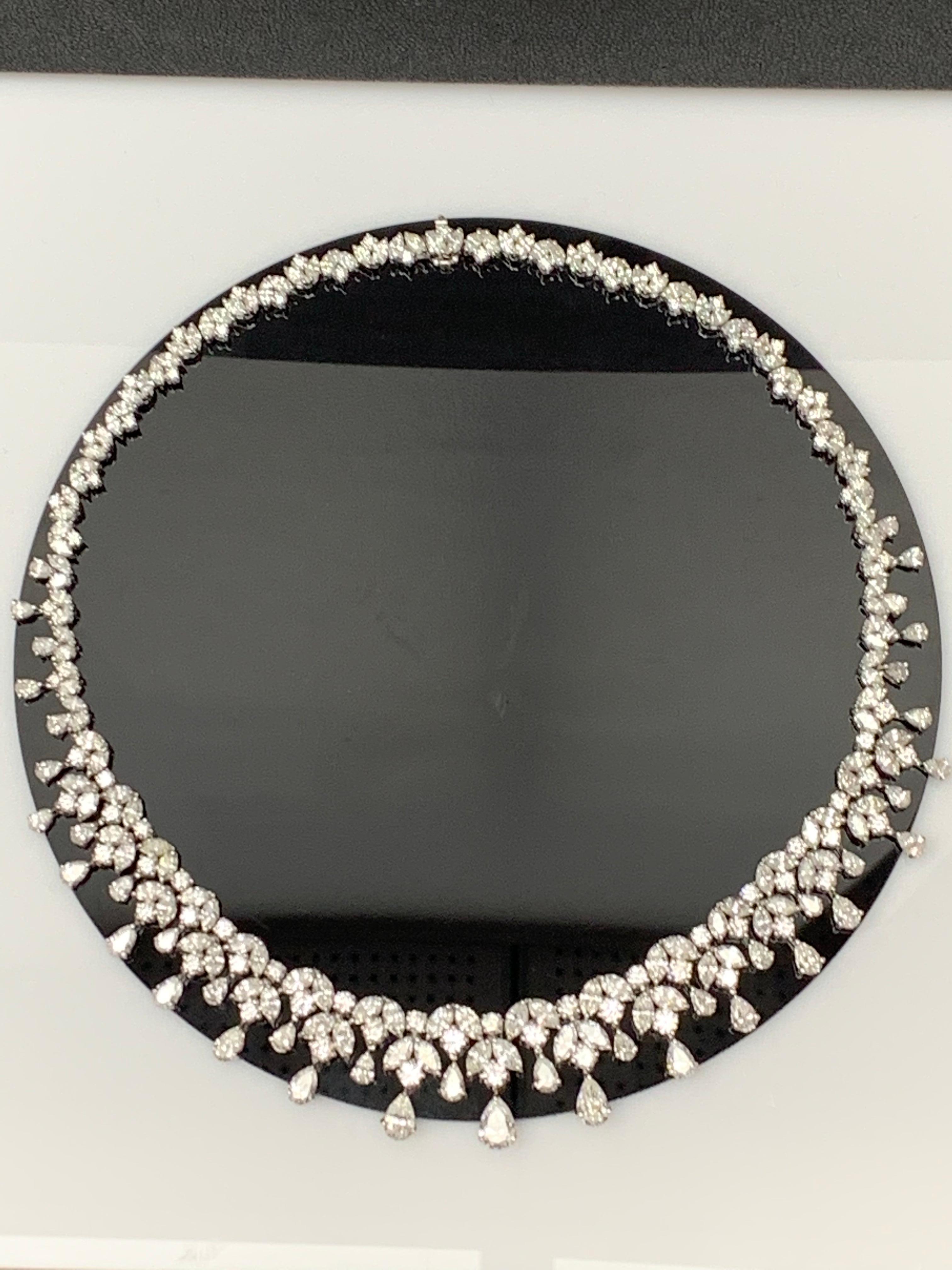 43.23 Carat Graduating Diamond Fringe Necklace in 18K White Gold For Sale 5