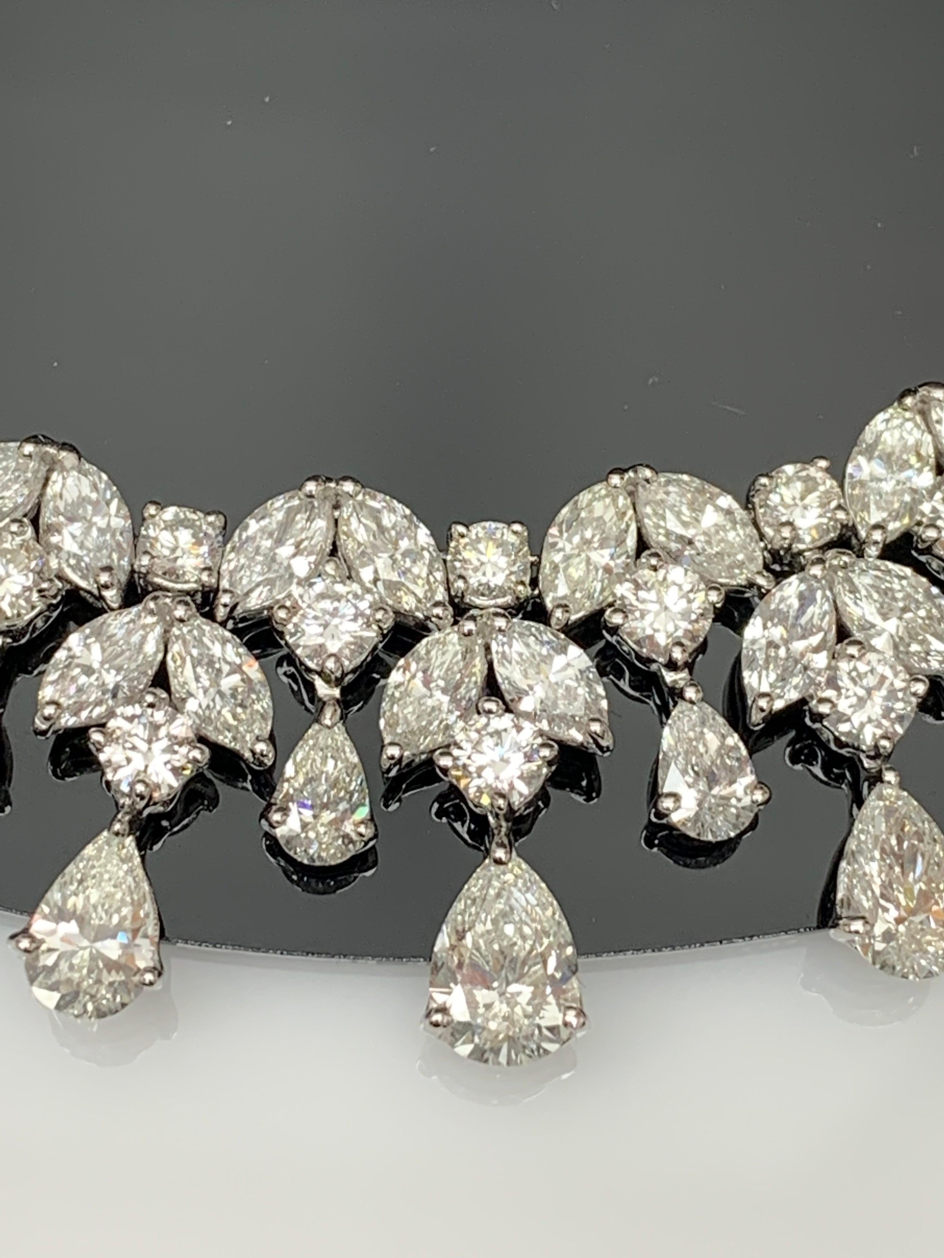 43.23 Carat Graduating Diamond Fringe Necklace in 18K White Gold For Sale 7