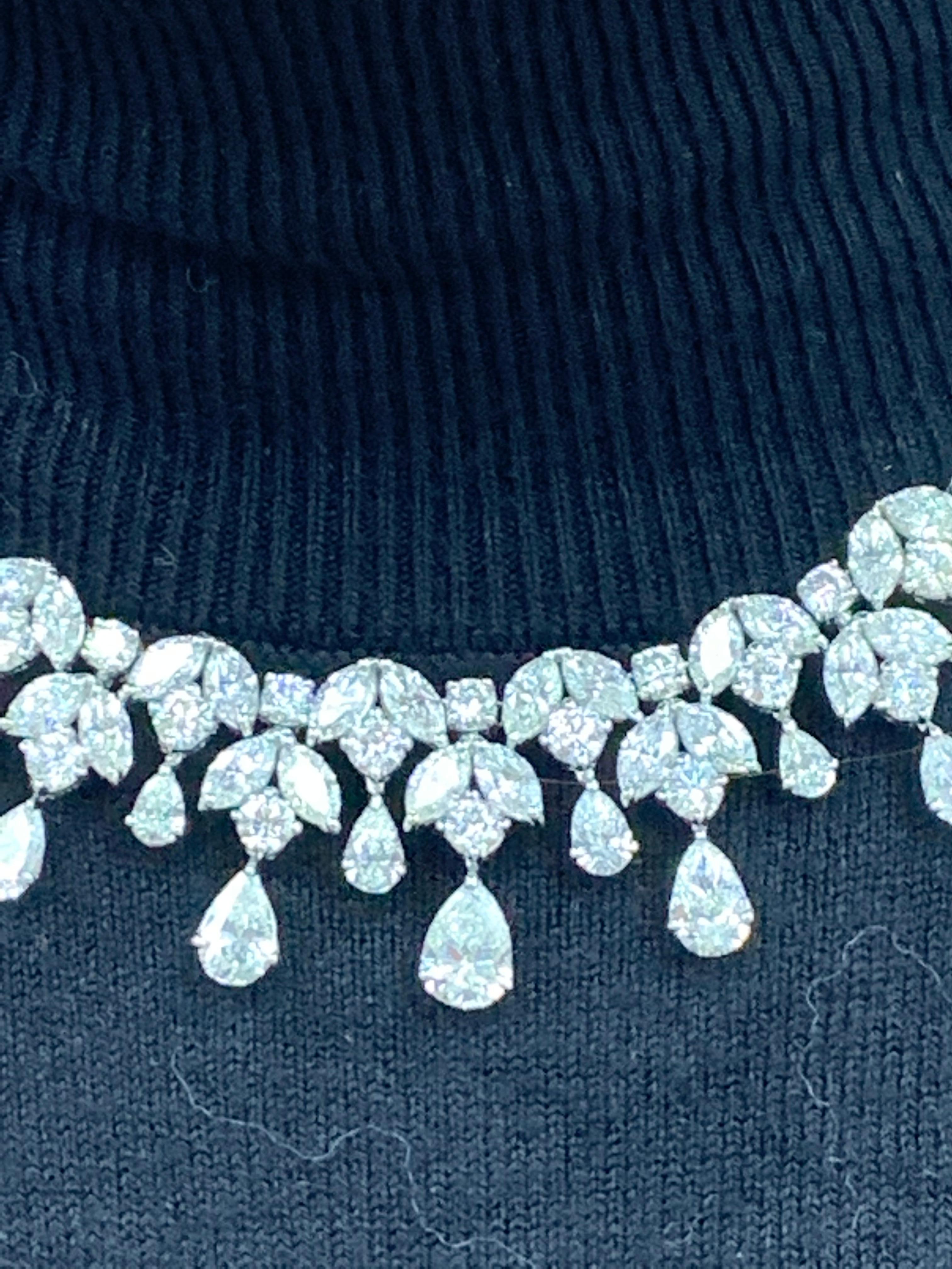 43.23 Carat Graduating Diamond Fringe Necklace in 18K White Gold For Sale 10