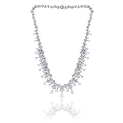 43.23 Carat Graduating Diamond Fringe Necklace in 18K White Gold