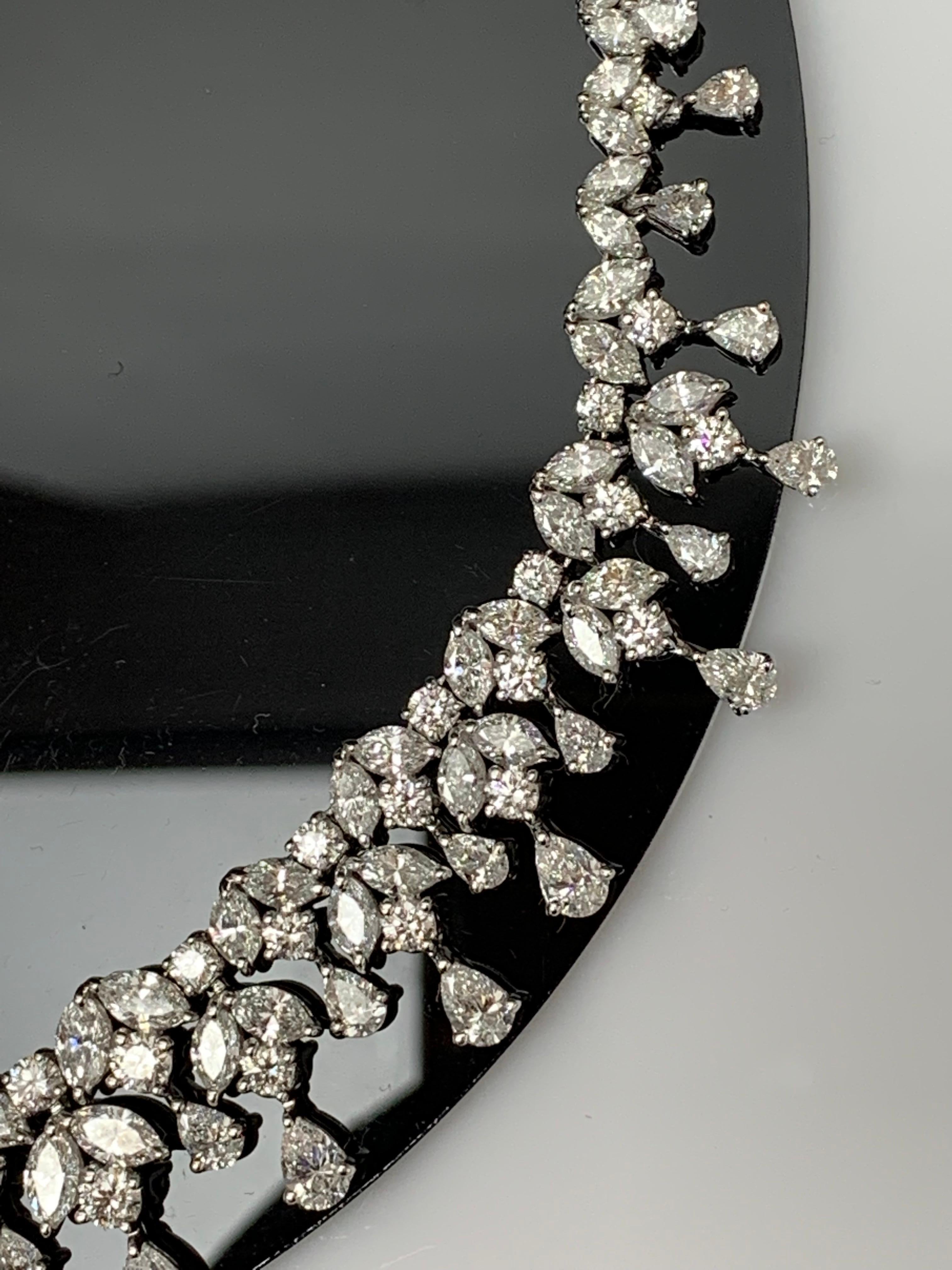 43.23 Carat Graduating Diamond Fringe Necklace in 18K White Gold For Sale 1