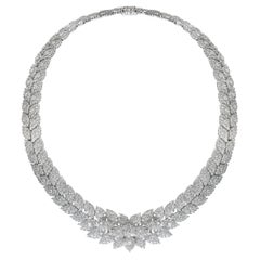 39.58 Carat Cluster Diamond Necklace in 18K White Gold