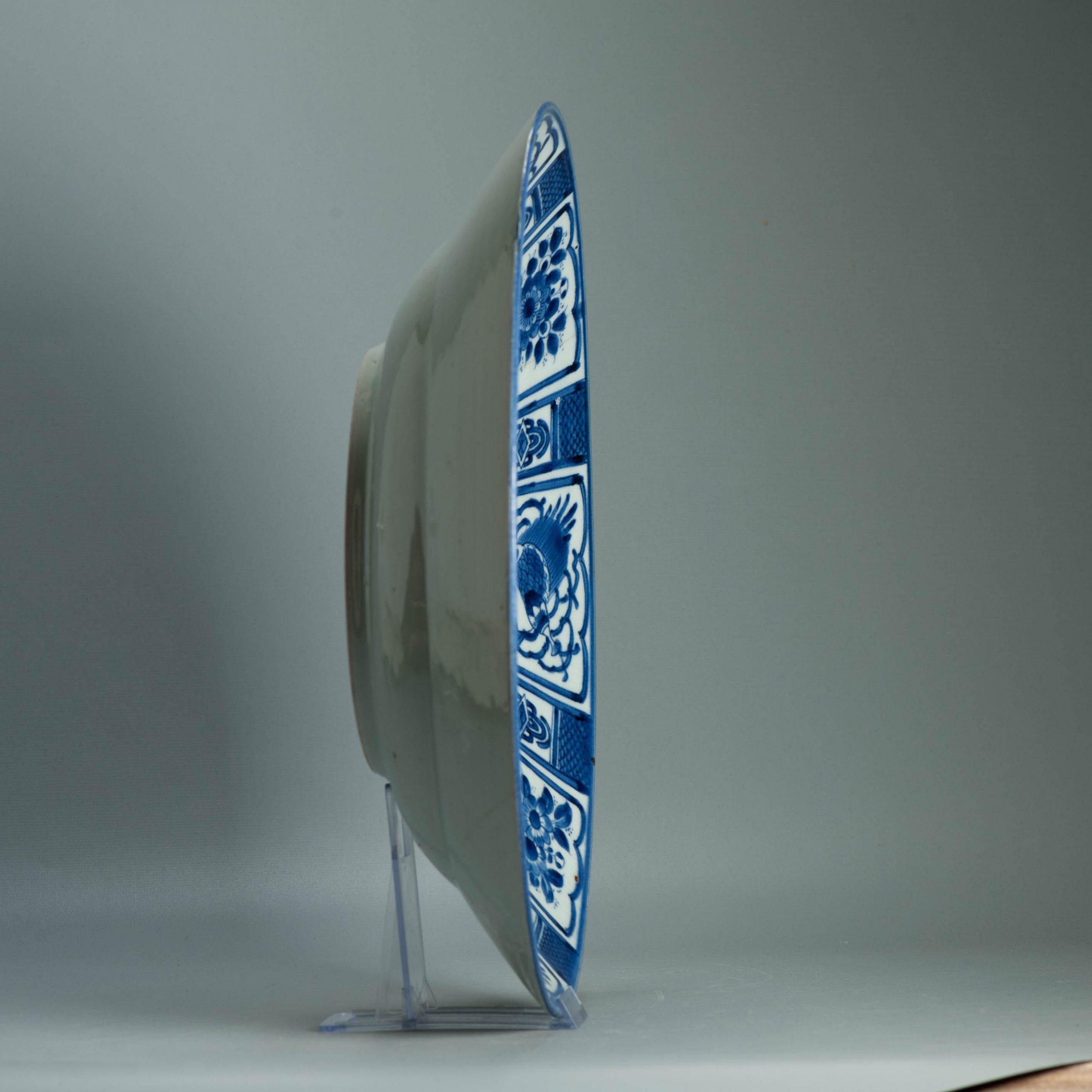 39,5CM Antike Kraak Edo-Periode 1680-1690 Japanisches Porzellan Riesige Charger Arita im Angebot 7