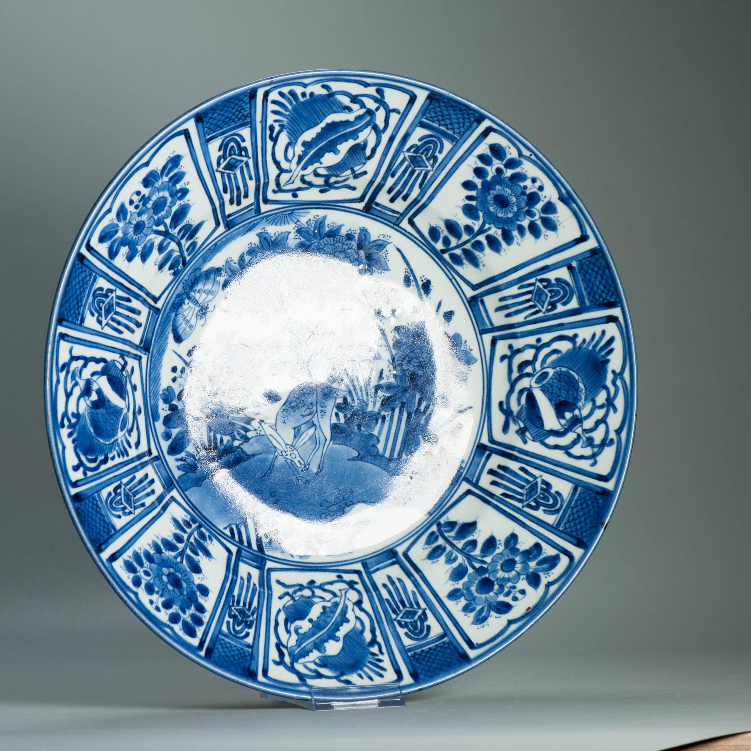 39,5CM Antike Kraak Edo-Periode 1680-1690 Japanisches Porzellan Riesige Charger Arita im Angebot 9