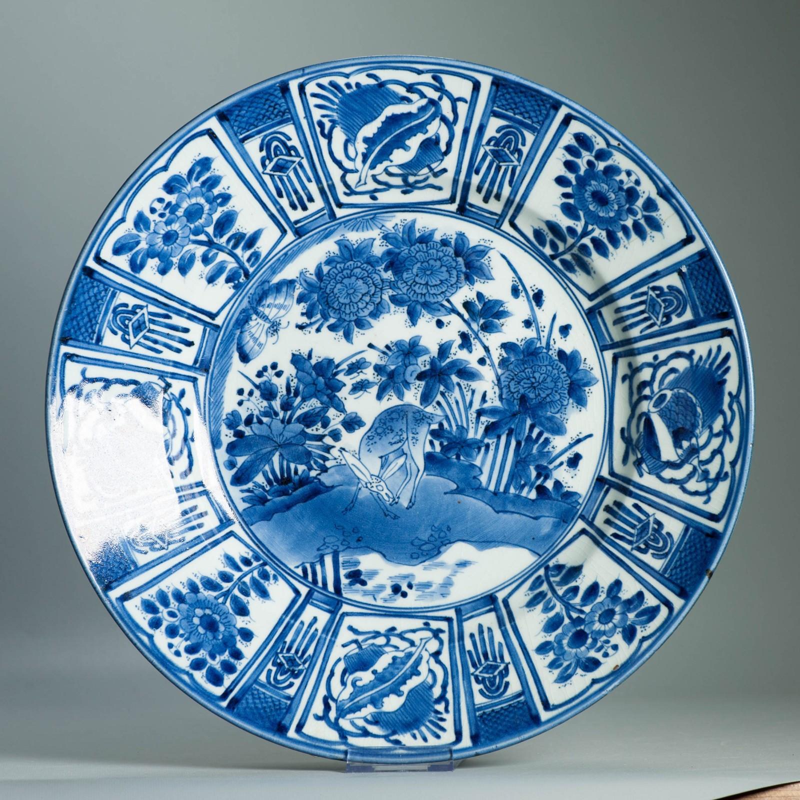 39,5CM Antike Kraak Edo-Periode 1680-1690 Japanisches Porzellan Riesige Charger Arita im Angebot 11