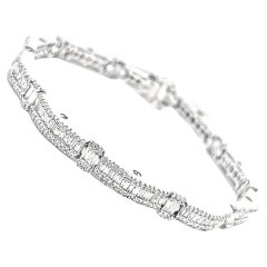 3.95CT Baguette & Round Brilliant Diamond Tennis Bracelet, set in 18K White Gold