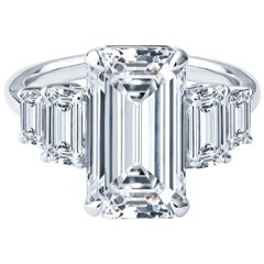 3.95ct Elongated Emerald Cut Diamond w 1.35ctw in Emerald Cut Side Diamonds, GIA