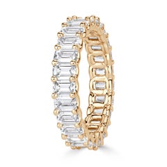 3.95ct Emerald Cut Diamond Eternity Band in 18k Champagne Yellow Gold